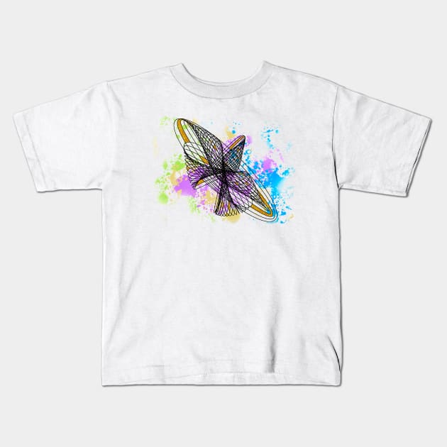 Harmonic Montion Freedom | Abstract Geometric Paint Splash Faux Glitter Kids T-Shirt by aRtVerse